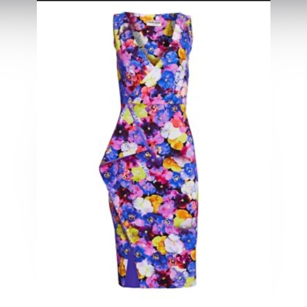 New Chiara Boni La Petite Robe Floral Print Sleeveless Sheath Dress Size 4